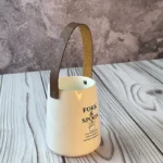 جای قاشق و چنگال سرامیکی با دسته چرم