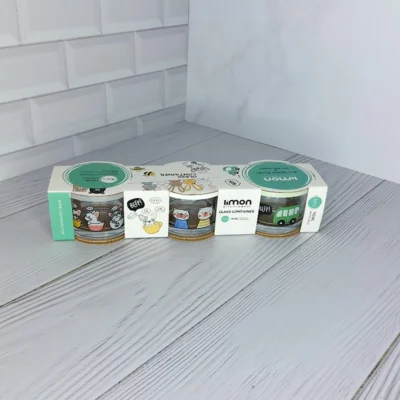 ظرف شیشه‌ای 190 میل چاپدار پک 3 عددی ، لیمون