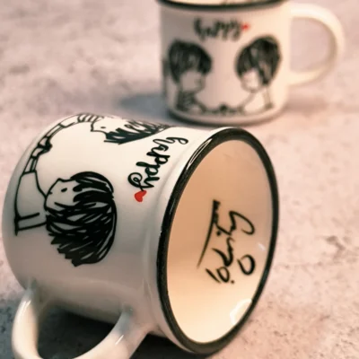 ست 2 عددی ماگ گولاش سایز 3 با طرح HAPPY