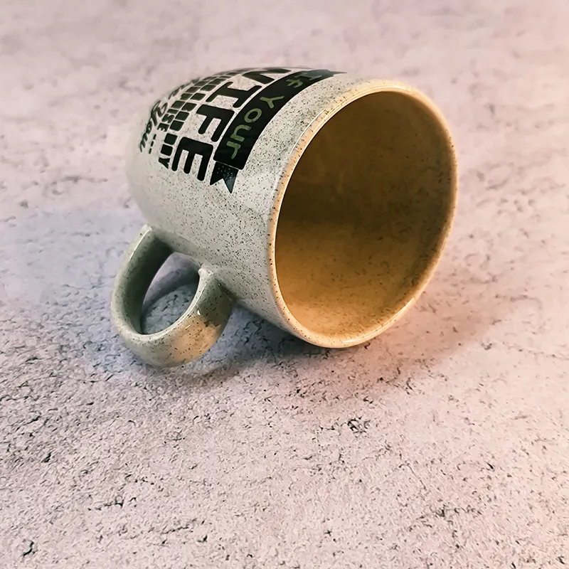 لیوان گرانیتی مشکی کوتاه طرح Wife