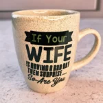 لیوان گرانیتی مشکی کوتاه طرح Wife