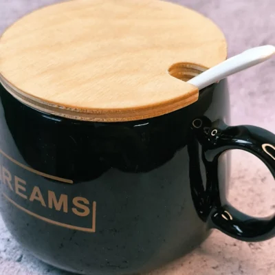 ماگ درب چوبی قاشق دار طرح DREAMS