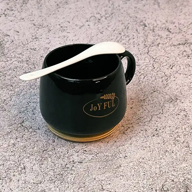 ماگ درب چوبی قاشق دار طرح Joy Ful