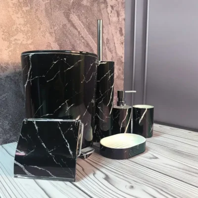 ست سرویس بهداشتی ماربل مشکی سفید لیمون