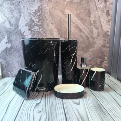 ست سرویس بهداشتی ماربل مشکی سفید لیمون