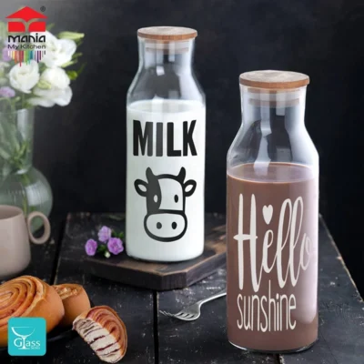بطری شیشه ای مانیا مدل آکوا با درب چوب پنبه ای
