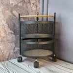 جا سیب زمینی و پیاز دو طبقه چرخ دار با کف چوبی