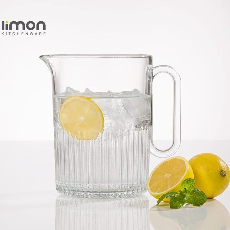 پارچ شیشه ای شیاردار لیمون