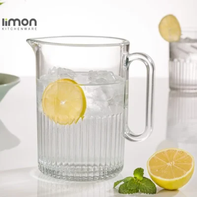 پارچ شیشه ای شیاردار لیمون