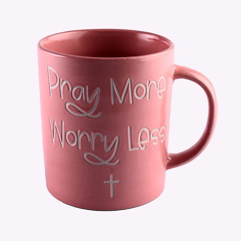 ماگ سرامیکی صورتی pray more worry less