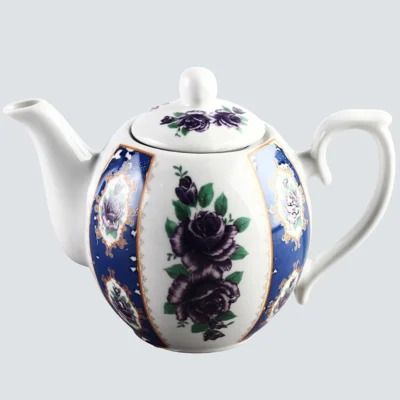 قوری چینی سرمه ای سفید